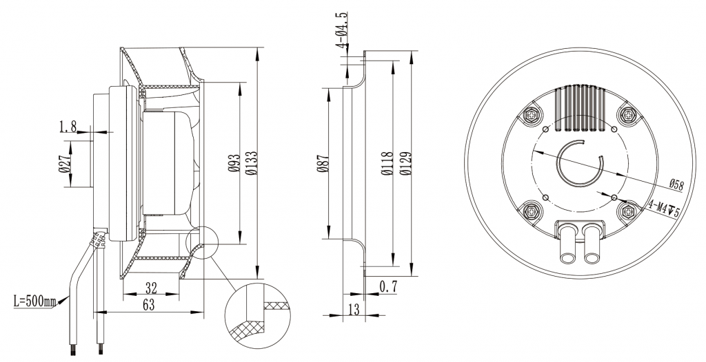 133-072NS-07 Backward Curved Centrifugal Fans drawing