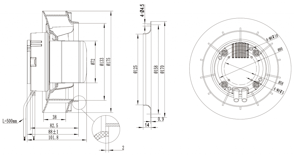 175-072NS-09 Backward Curved Centrifugal Fans drawing 