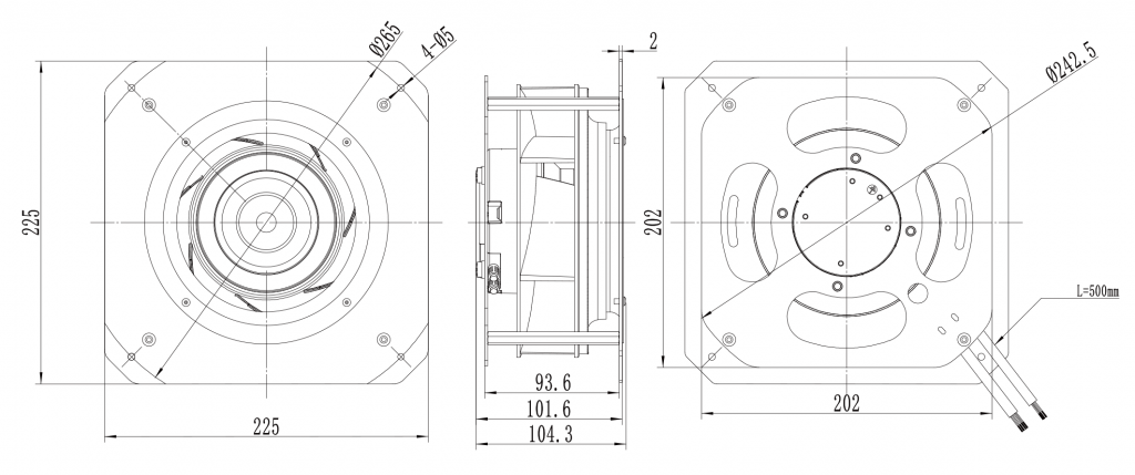 175-072PS-04 Backward Curved Centrifugal Fans drawing