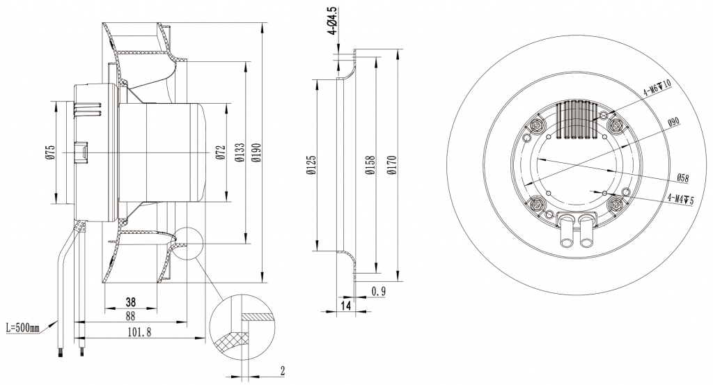 190-072NS-15 Backward Curved Centrifugal Fans drawing 