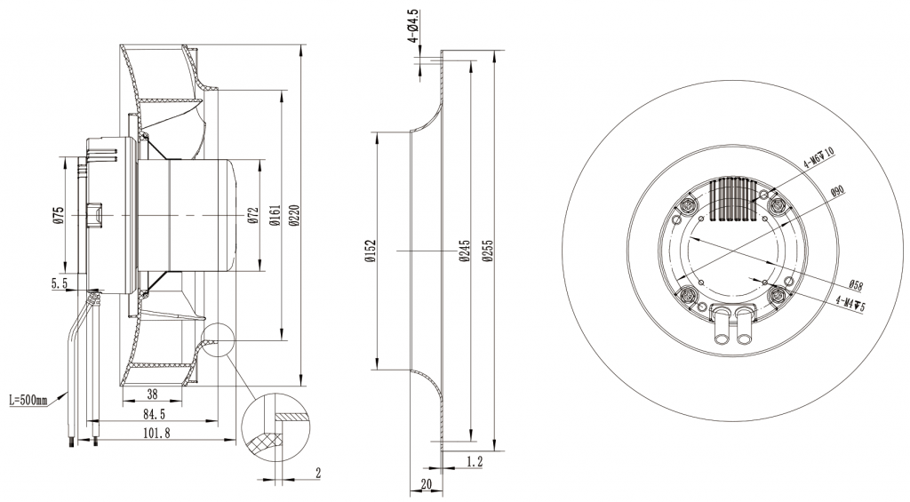 220-072NS-08 Backward Curved Centrifugal Fans drawing