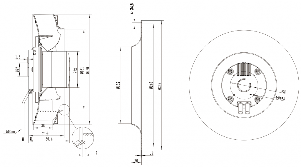 220-072NU-14 Backward Curved Centrifugal Fans drawing 