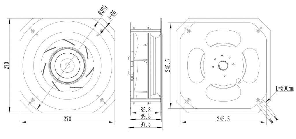 220-072PS-02 Backward Curved Centrifugal Fans drawing