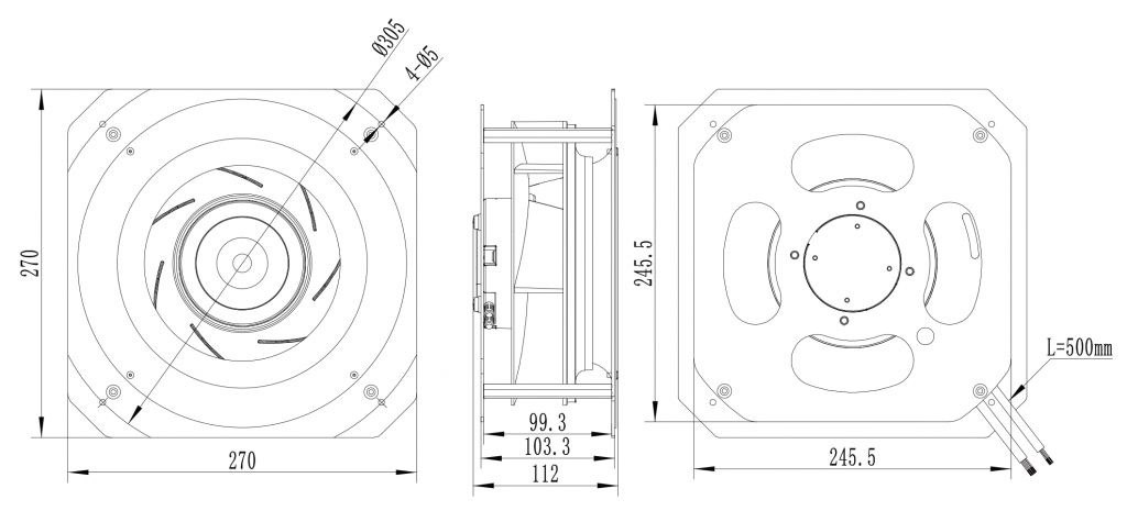 220-072PS-03 Backward Curved Centrifugal Fans drawing