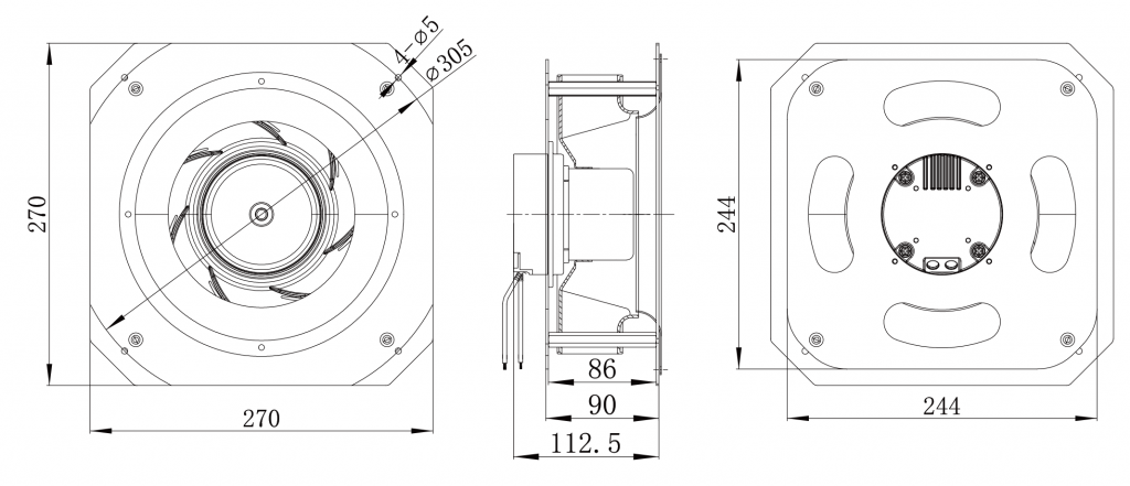 220-072PS-10 Backward Curved Centrifugal Fans drawing
