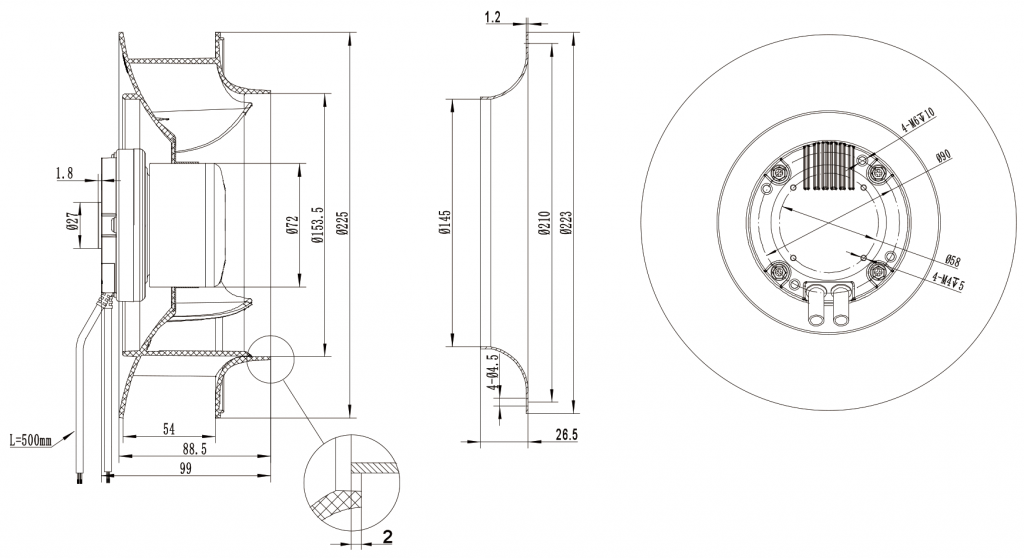 225-072NS-11 Backward Curved Centrifugal Fans drawing 