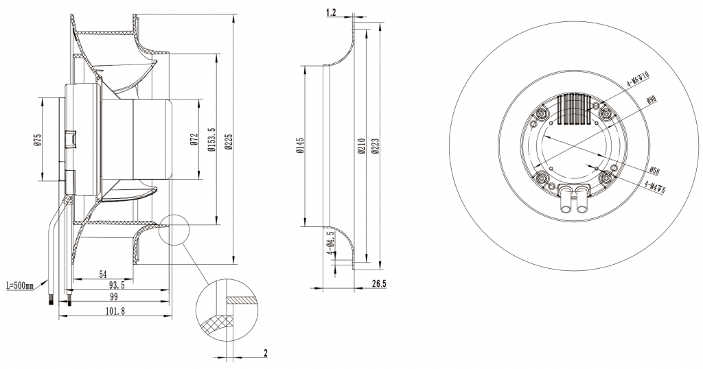 225-072NU-16 Backward Curved Centrifugal Fans Curve