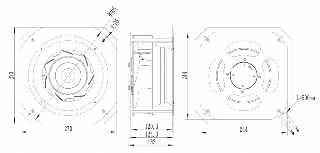 225-072PS-01 Backward Curved Centrifugal Fans drawing