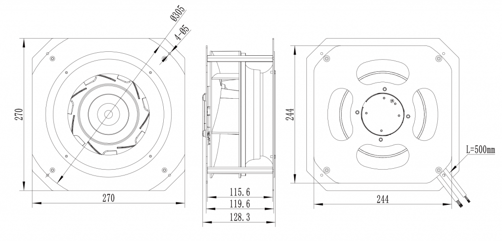 225-072PS-03 Backward Curved Centrifugal Fans drawing