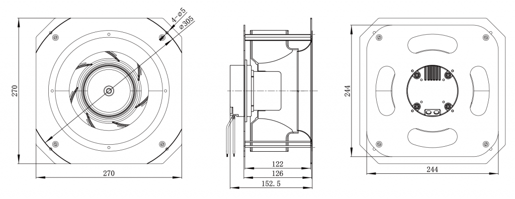 225-072PS-11 Backward Curved Centrifugal Fans drawing