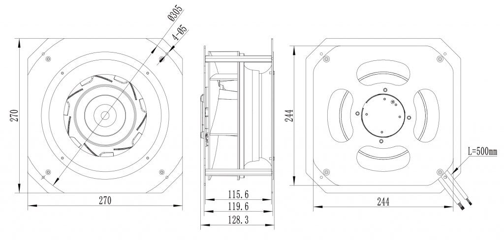 225-092PS-04 Backward Curved Centrifugal Fans drawing