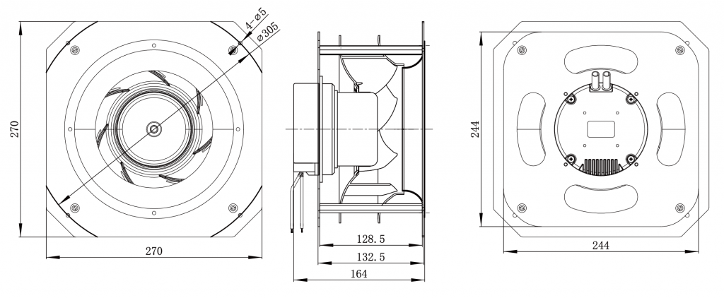 225-092PS-13 Backward Curved Centrifugal Fans drawing