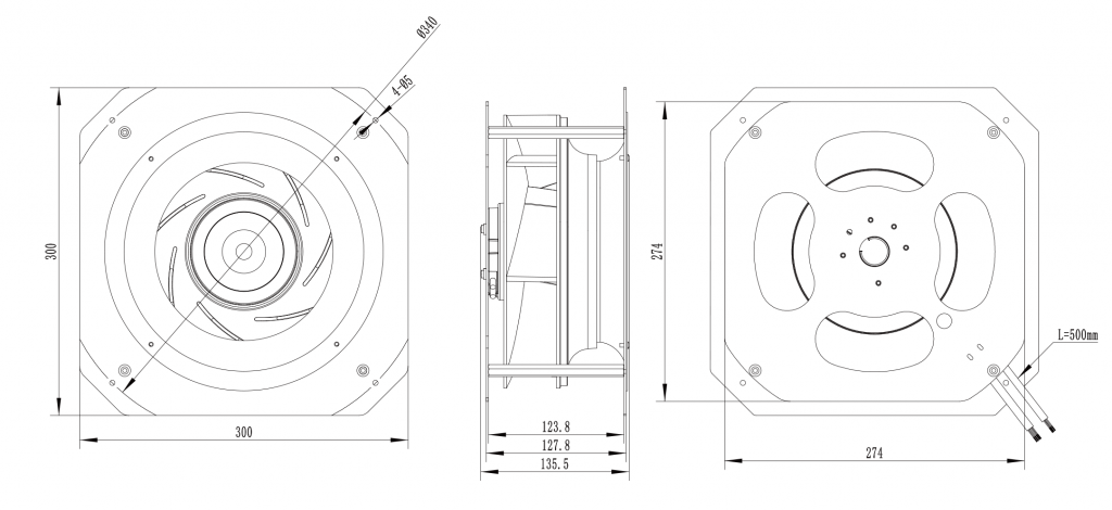 250-072PS-01 Backward Curved Centrifugal Fans drawing