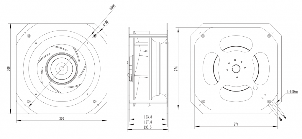 250-072PS-02 Backward Curved Centrifugal Fans drawing