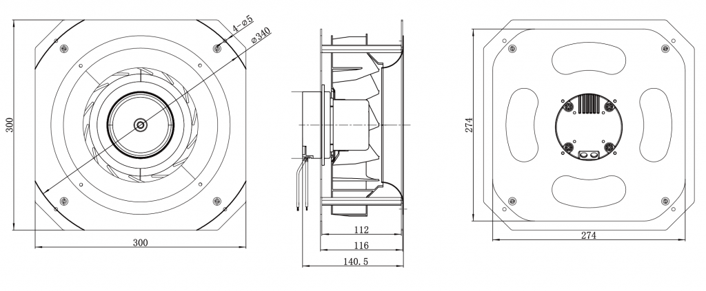250-072PS-15 Backward Curved Centrifugal Fans drawing