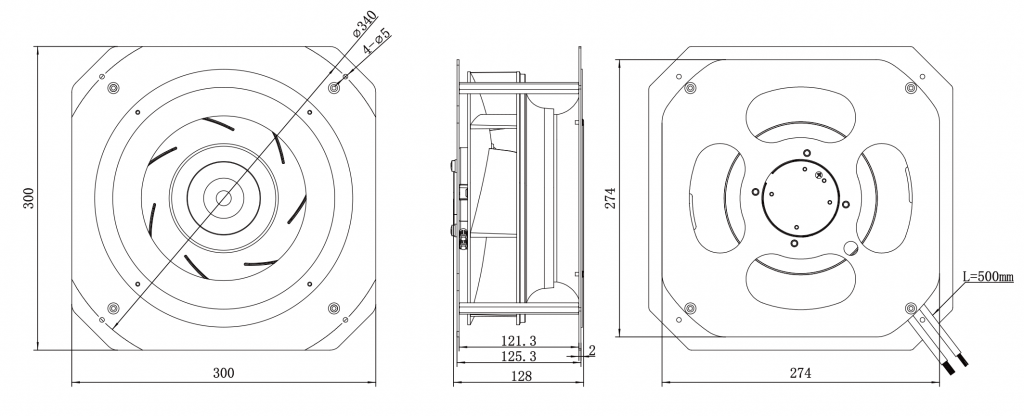 250-072PS-17 Backward Curved Centrifugal Fans drawing