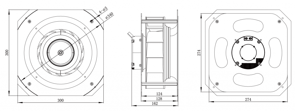 250-092PS-16 Backward Curved Centrifugal Fans drawing