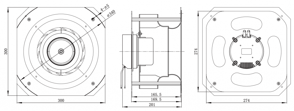 250-092PS-20 Backward Curved Centrifugal Fans drawing