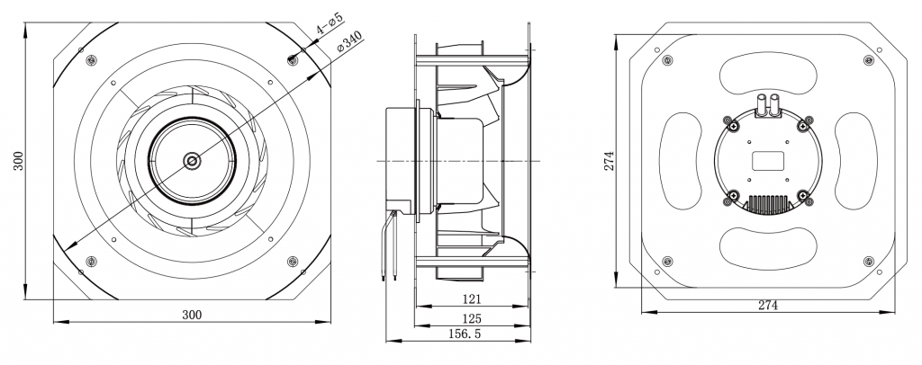 250-092PS-21 Backward Curved Centrifugal Fans drawing