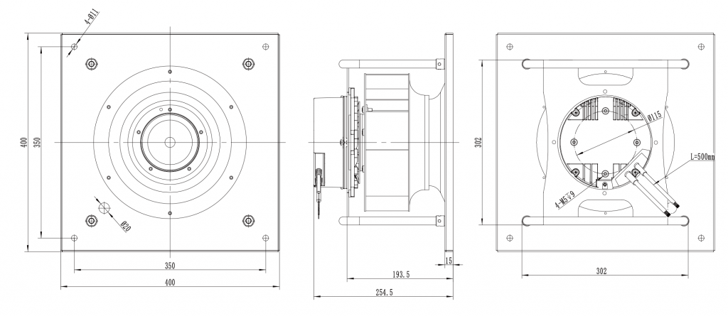 250-102PS-06 Backward Curved Centrifugal Fans drawing