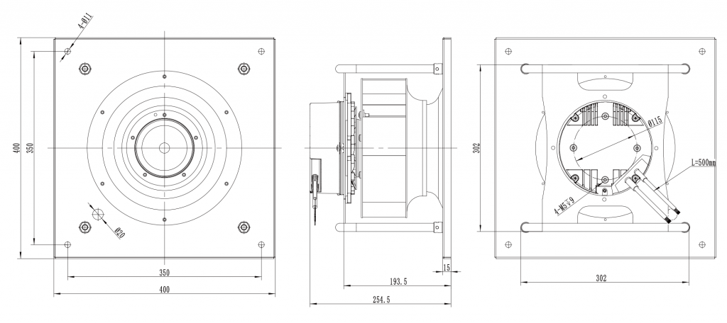 250-102PS-07 Backward Curved Centrifugal Fans drawing 