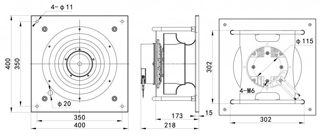 250-102PS-23 Backward Curved Centrifugal Fans drawing