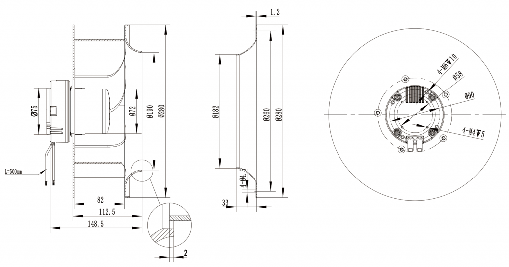 280-072NU-21 Backward Curved Centrifugal Fans drawing 