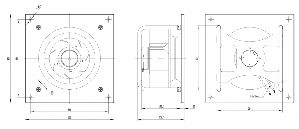 280-072PS-01 Backward Curved Centrifugal Fans drawing