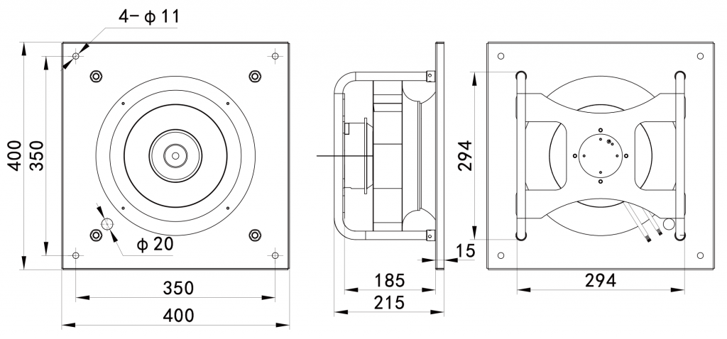 280-092PS-13 Backward Curved Centrifugal Fans drawing