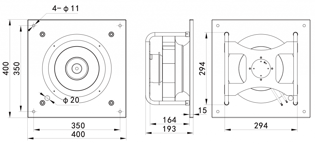 280-092PS-14 Backward Curved Centrifugal Fans drawing