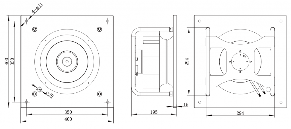 280-092PS-15 Backward Curved Centrifugal Fans drawing