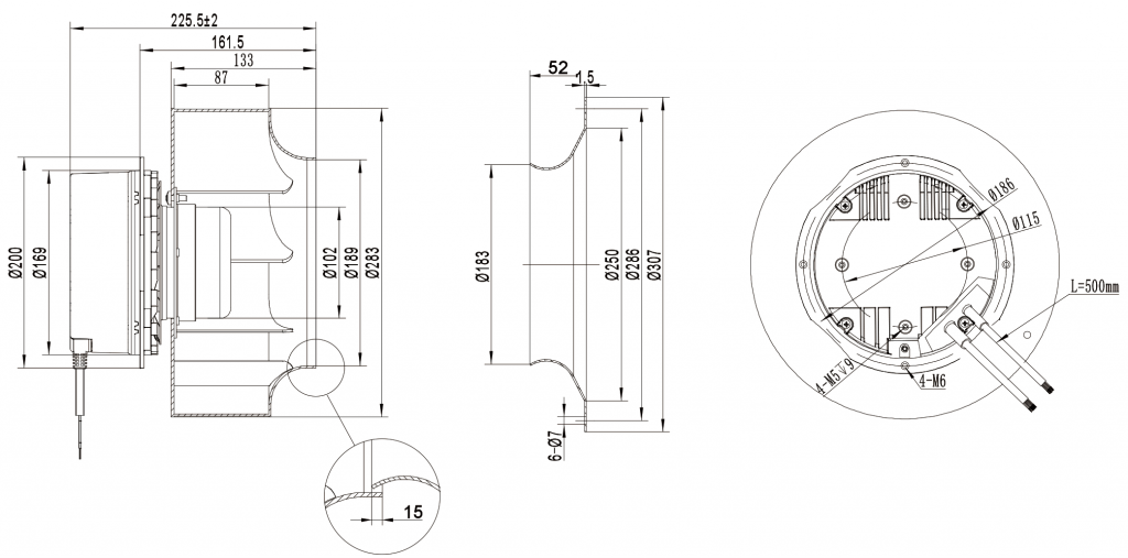 280-102NS-06 Backward Curved Centrifugal Fans drawing 