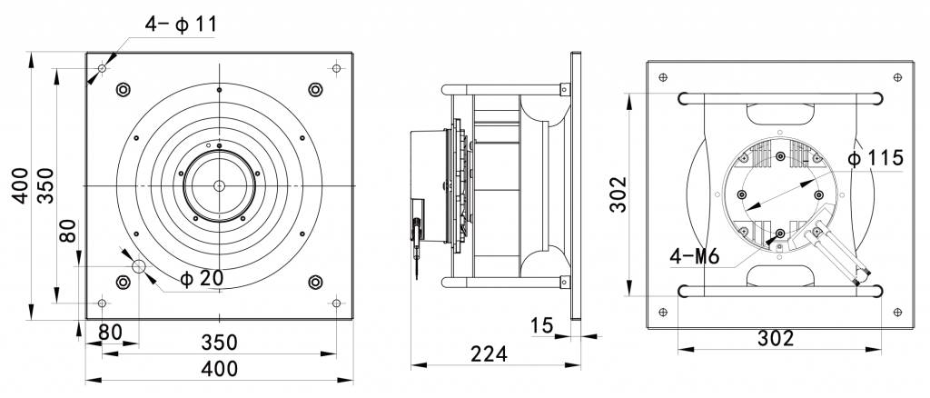 280-102PS-16 Backward Curved Centrifugal Fans drawing