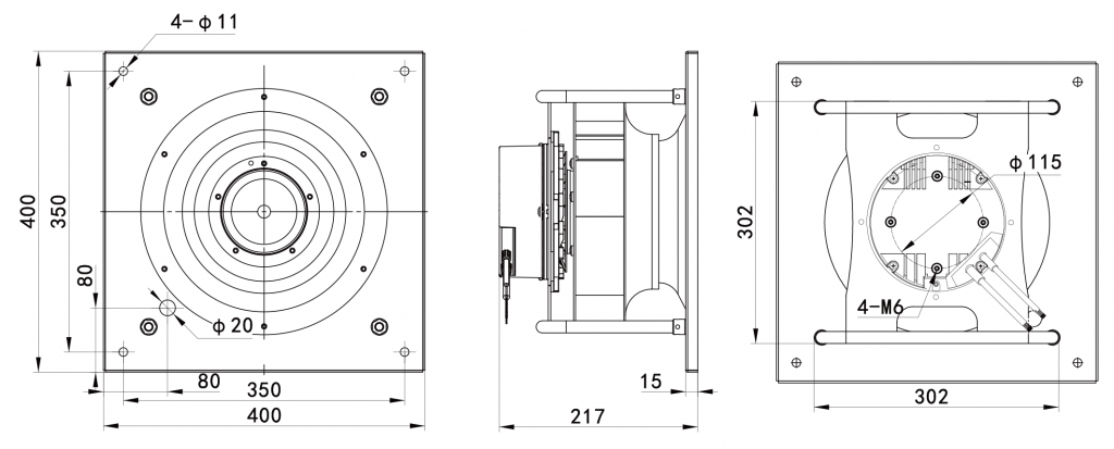 280-102PS-18 Backward Curved Centrifugal Fans drawing