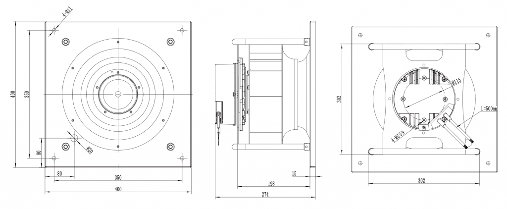 280-102PT-08 Backward Curved Centrifugal Fans drawing