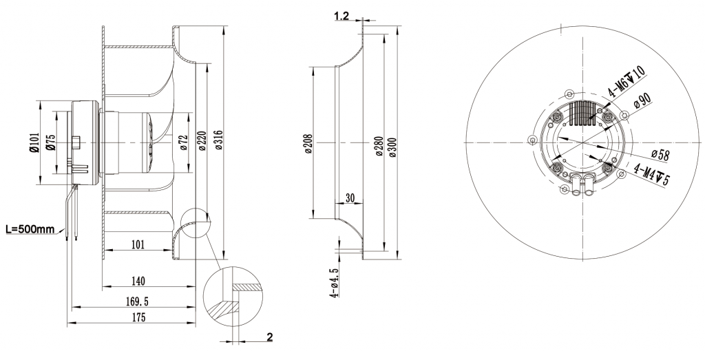310-072NS-21 Backward Curved Centrifugal Fans drawing