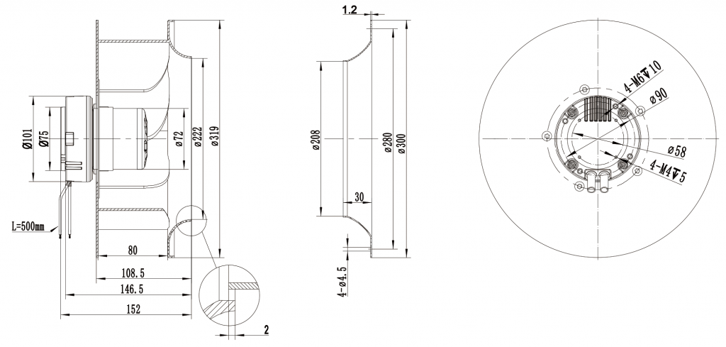 310-072NU-27 Backward Curved Centrifugal Fans drawing