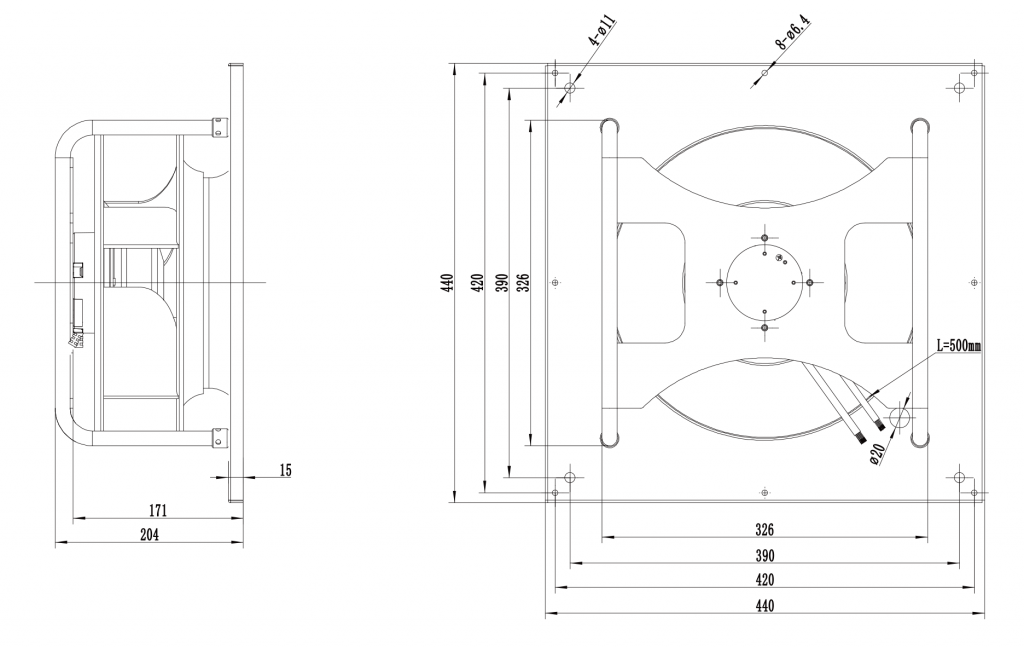 310-072PS-01 Backward Curved Centrifugal Fans drawing