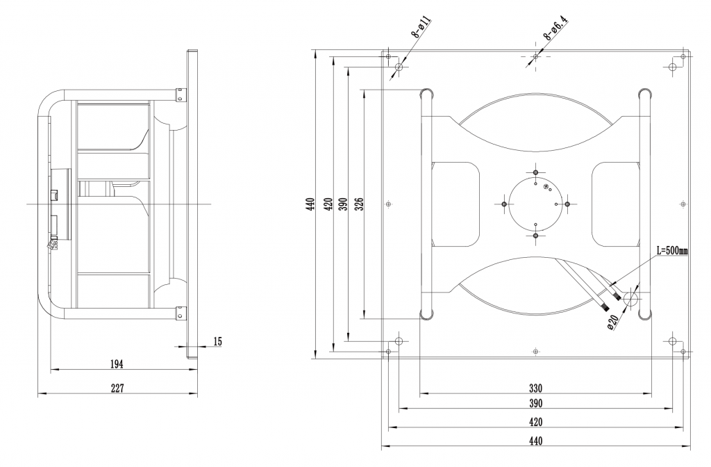 310-072PS-06 Backward Curved Centrifugal Fans drawing