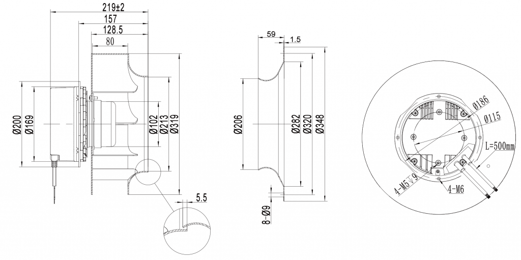 310-102NT-24 Backward Curved Centrifugal Fans drawing 