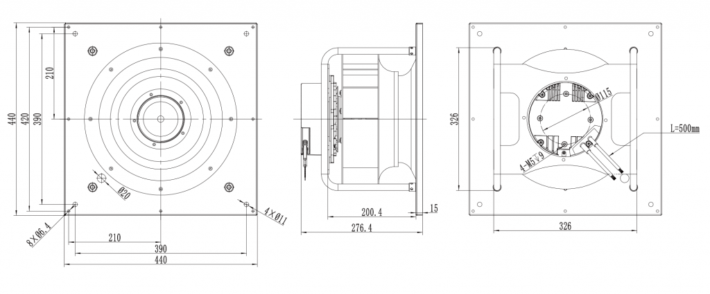 310-102PS-03 Backward Curved Centrifugal Fans drawing