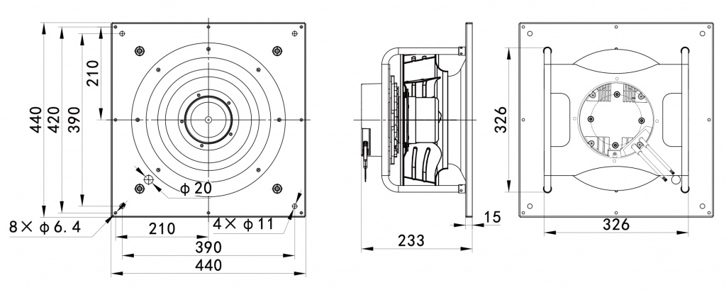 310-102PS-15 Backward Curved Centrifugal Fans drawing