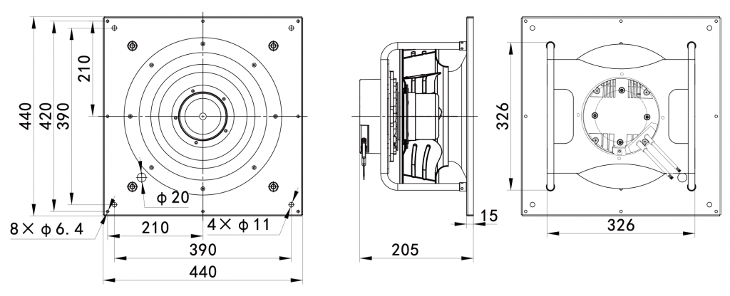 310-102PS-16 Backward Curved Centrifugal Fans drawing
