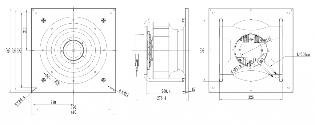 310-102PT-09 Backward Curved Centrifugal Fans drawing