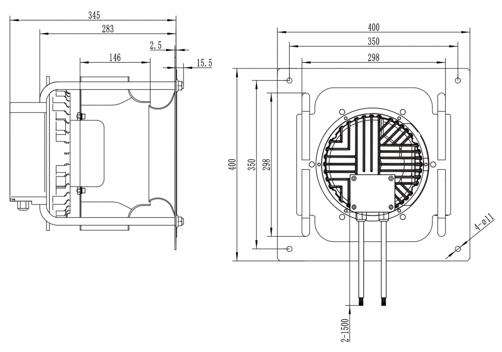 310-138PT-10 Backward Curved Centrifugal Fans drawing