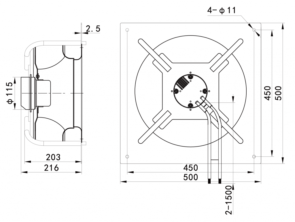 355-092PS-15 Backward Curved Centrifugal Fans drawing