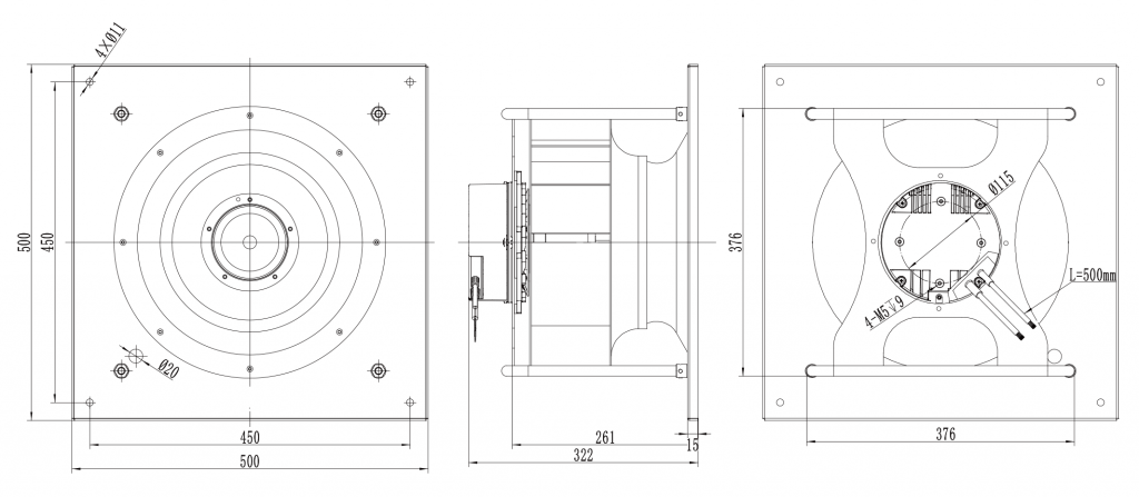 355-102PS-03 Backward Curved Centrifugal Fans drawing