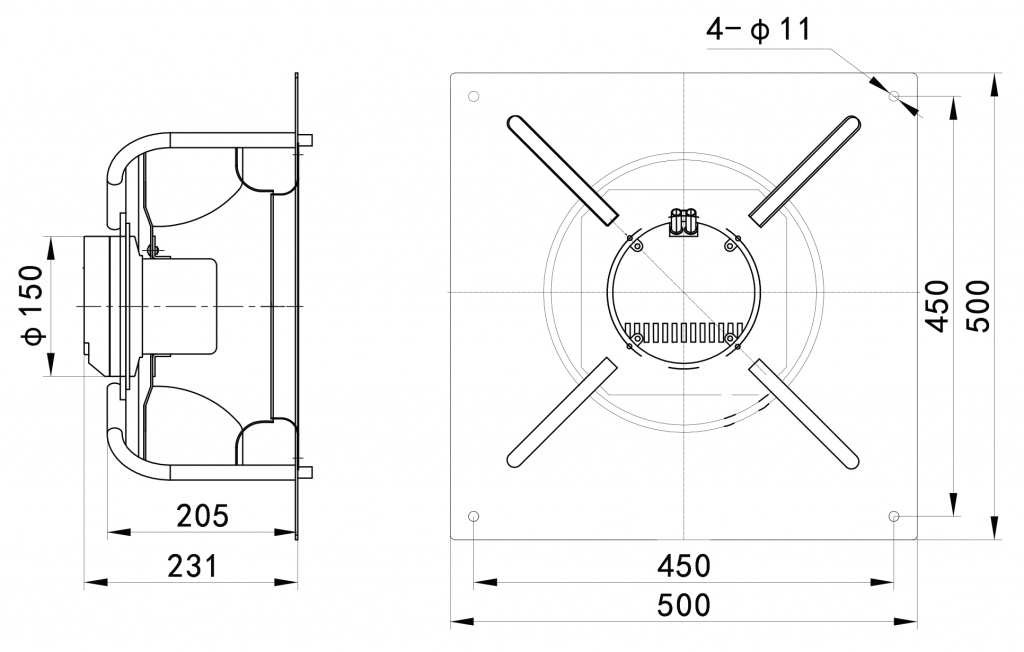 355-102PS-17 Backward Curved Centrifugal Fans drawing