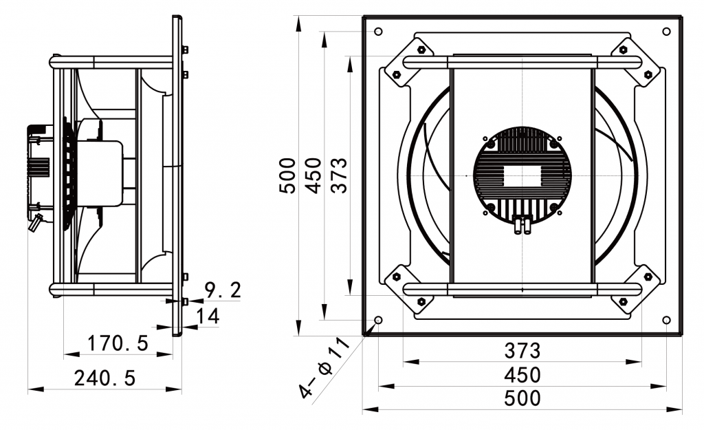 355-102PS-18 Backward Curved Centrifugal Fans drawing