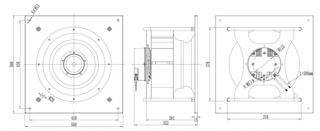 355-102PT-10 Backward Curved Centrifugal Fans drawing 